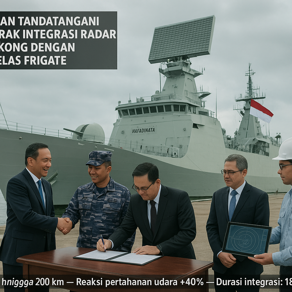 Kemhan Tandatangani Kontrak Integrasi Radar Lengkong dengan KRI Kelas Frigate