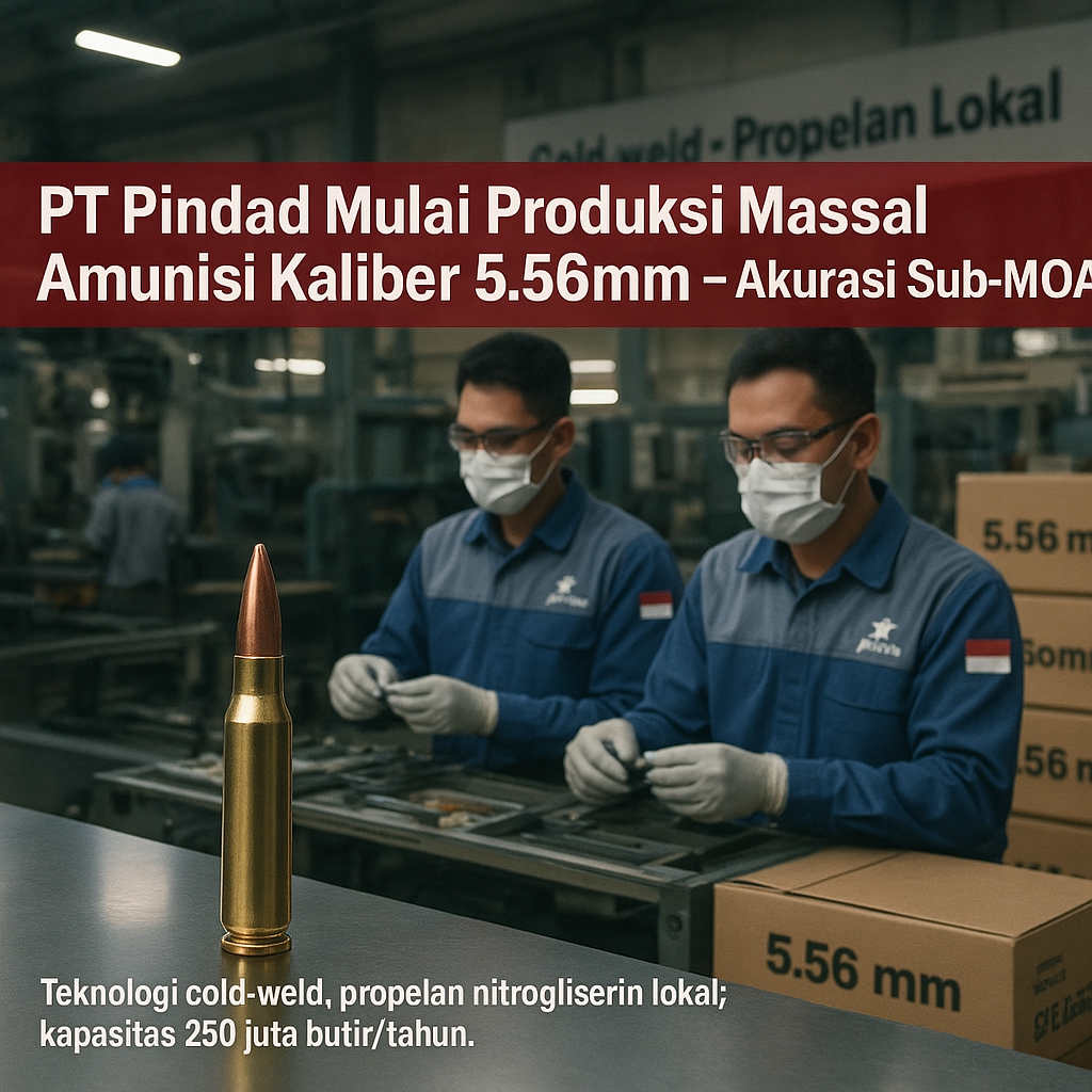 PT Pindad Mulai Produksi Massal Amunisi Kaliber 5.56mm dengan Tembakan Akurasi Sub-MOA