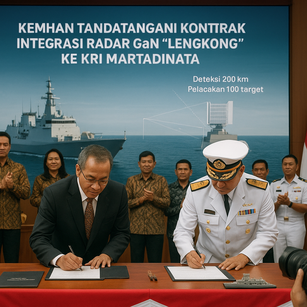 Kemhan Tandatangani Kontrak Integrasi Radar GaN "Lengkong" ke KRI Martadinata