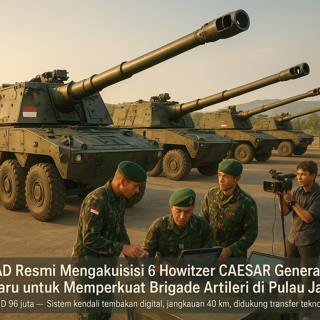 TNI AD Resmi Mengakuisisi 6 Howitzer Caesar Generasi Terbaru untuk Memperkuat Brigade Artileri di Pulau Jawa