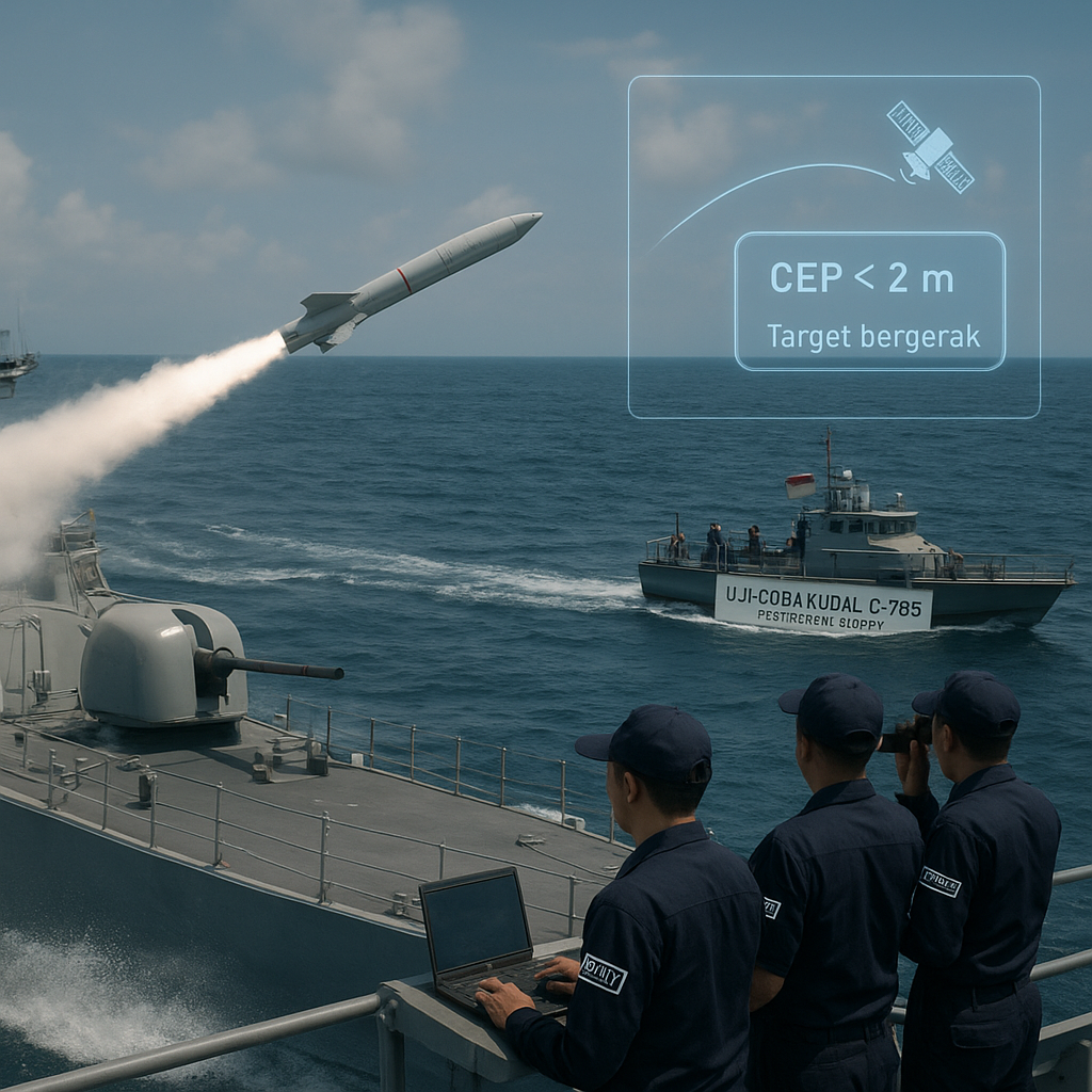 Kemenhan dan BPPT Uji Coba Sistem Rudal Anti-Kapal C-705 Terintegrasi Satelit
