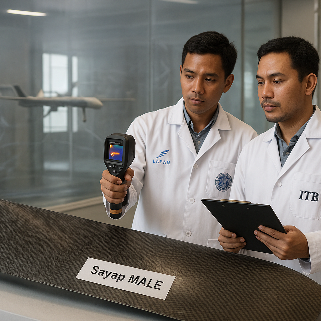 Riset LAPAN dan ITB Kembangkan Material Komposit Termal untuk Sayap Drone Tempur MALE