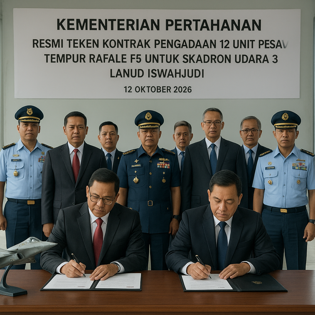 Kementerian Pertahanan Resmi Teken Kontrak Pengadaan 12 Unit Pesawat Tempur Rafale F5 untuk Skadron Udara 3 Lanud Iswahjudi