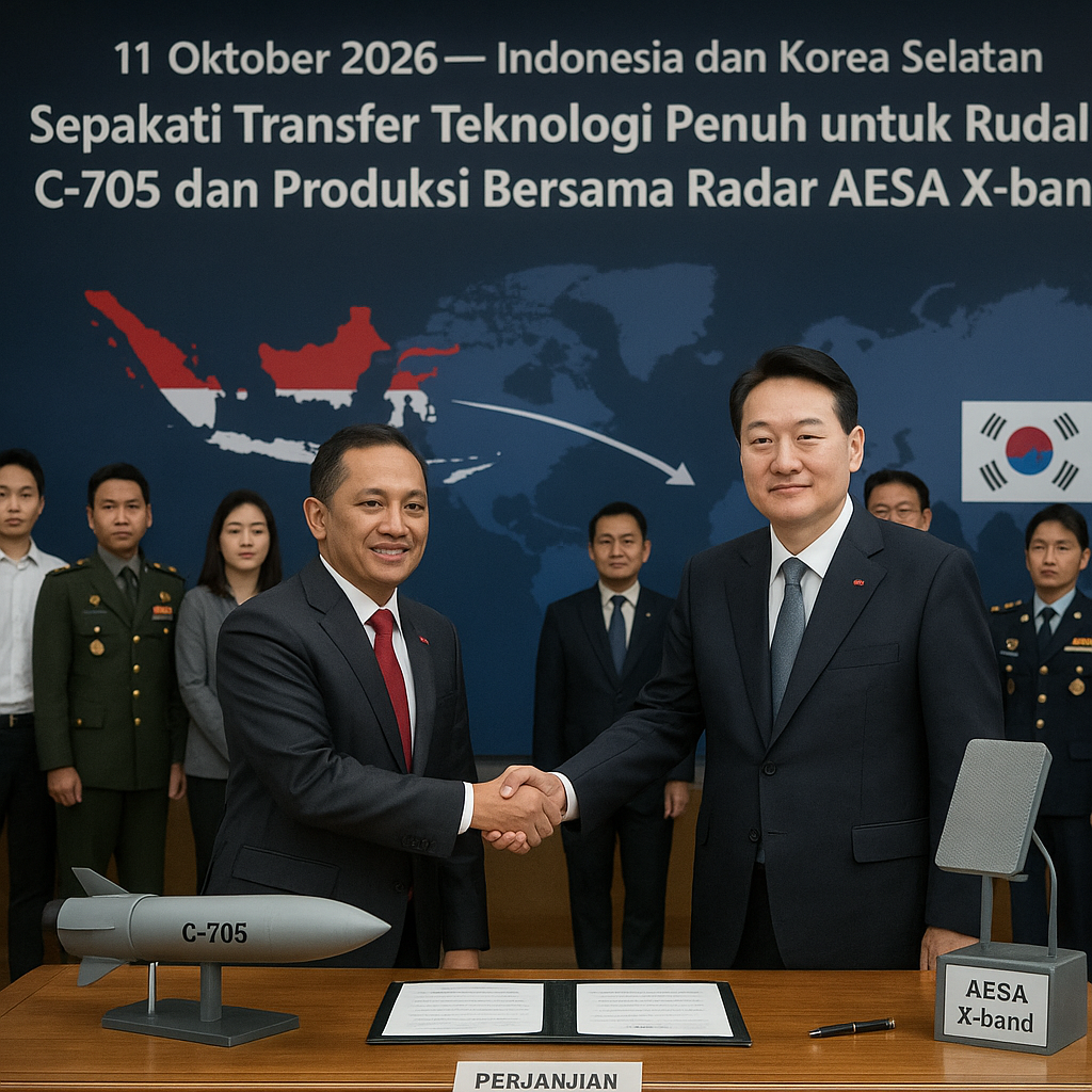 Indonesia dan Korea Selatan Sepakati Transfer Teknologi Penuh untuk Rudal Balistik Taktis C-705 serta Produksi Bersama Radar AESA