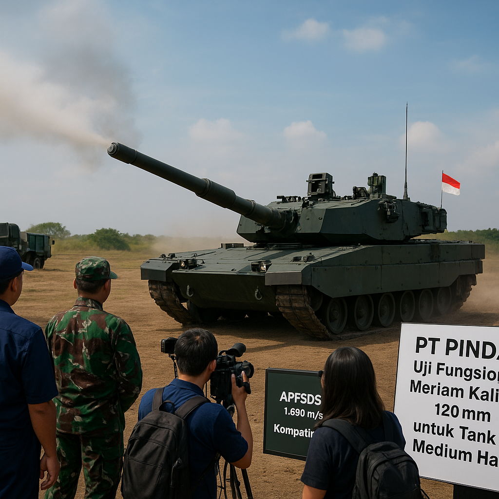 PT PINDAD Uji Fungsional Meriam Kaliber 120mm untuk Tank Medium Harimau