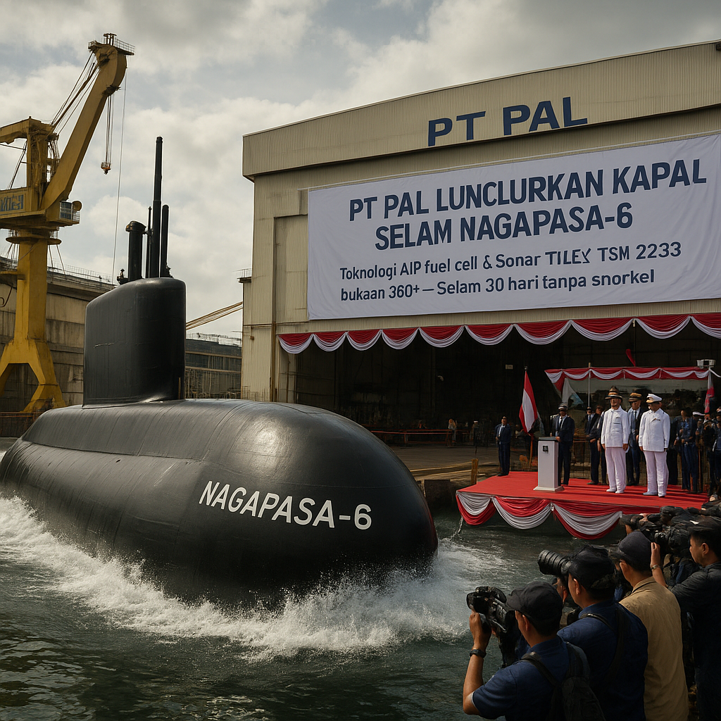 PT PAL Luncurkan Kapal Selam Nagapasa-6: Teknologi AIP dan Sonar Bukaan 360 Derajat