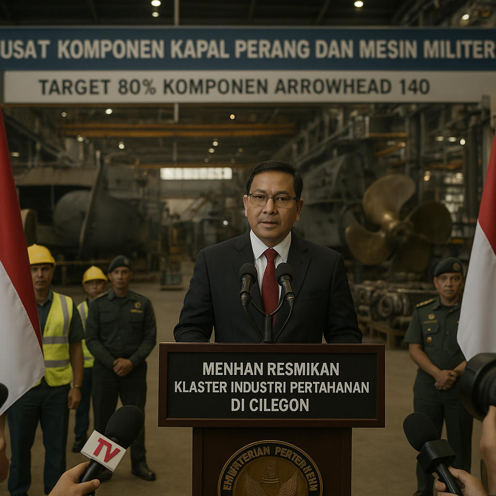 Menhan Resmikan Klaster Industri Pertahanan di Cilegon: Pusat Komponen Kapal Perang dan Mesin Militer