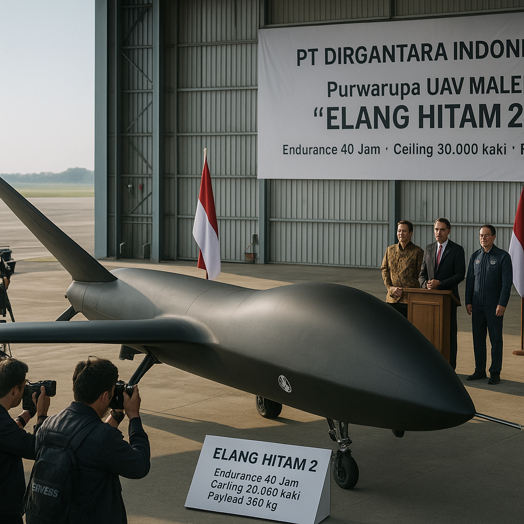PT DI Luncurkan Purwarupa Pesawat UAV MALE 'Elang Hitam 2' dengan Endurance 40 Jam