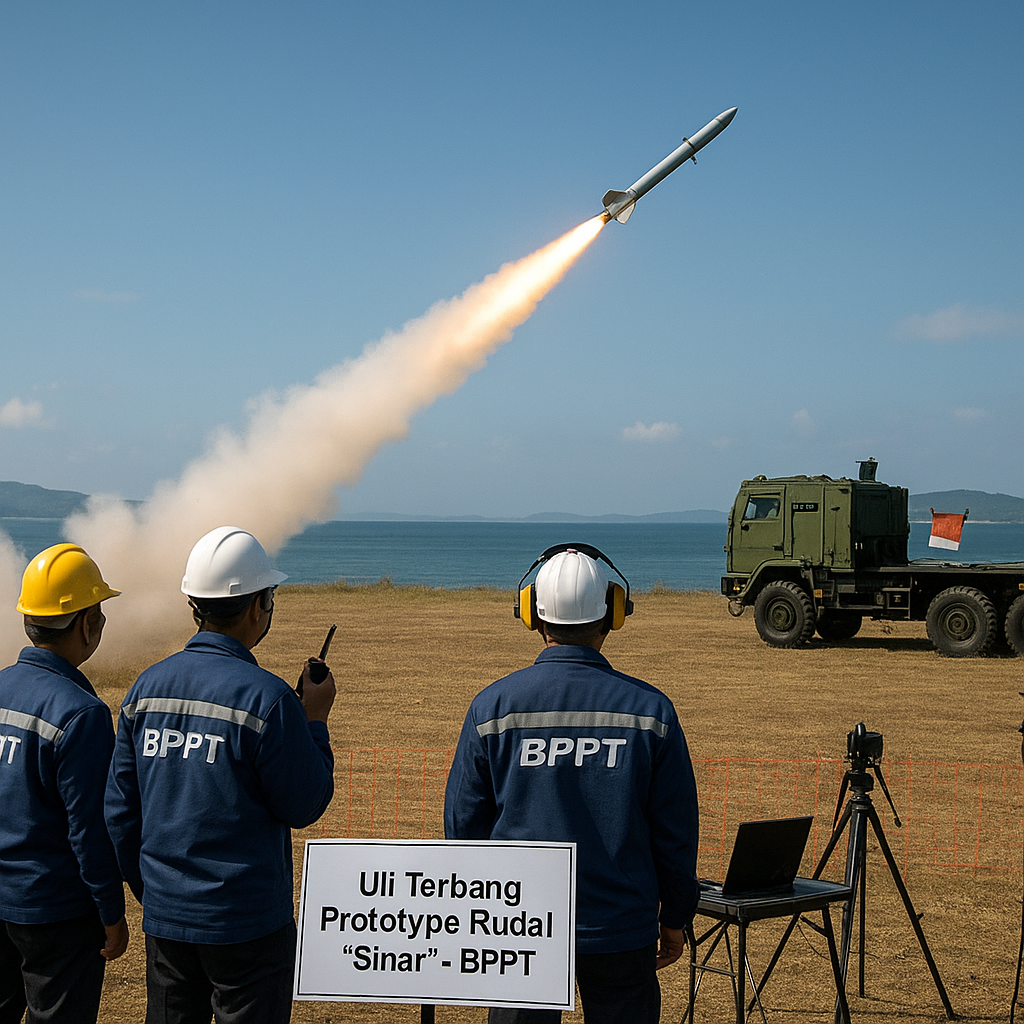 BPPT Uji Terbang Prototype Rudal Kendali Darat-Ke-Udara Jarak Pendek 'Sinar'