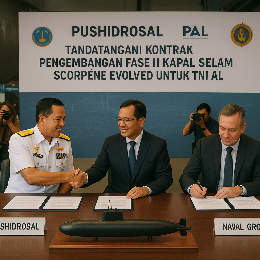 PUSHIDROSAL Tandatangani Kontrak Pengembangan Fase II Kapal Selam Scorpène Evolved untuk TNI AL