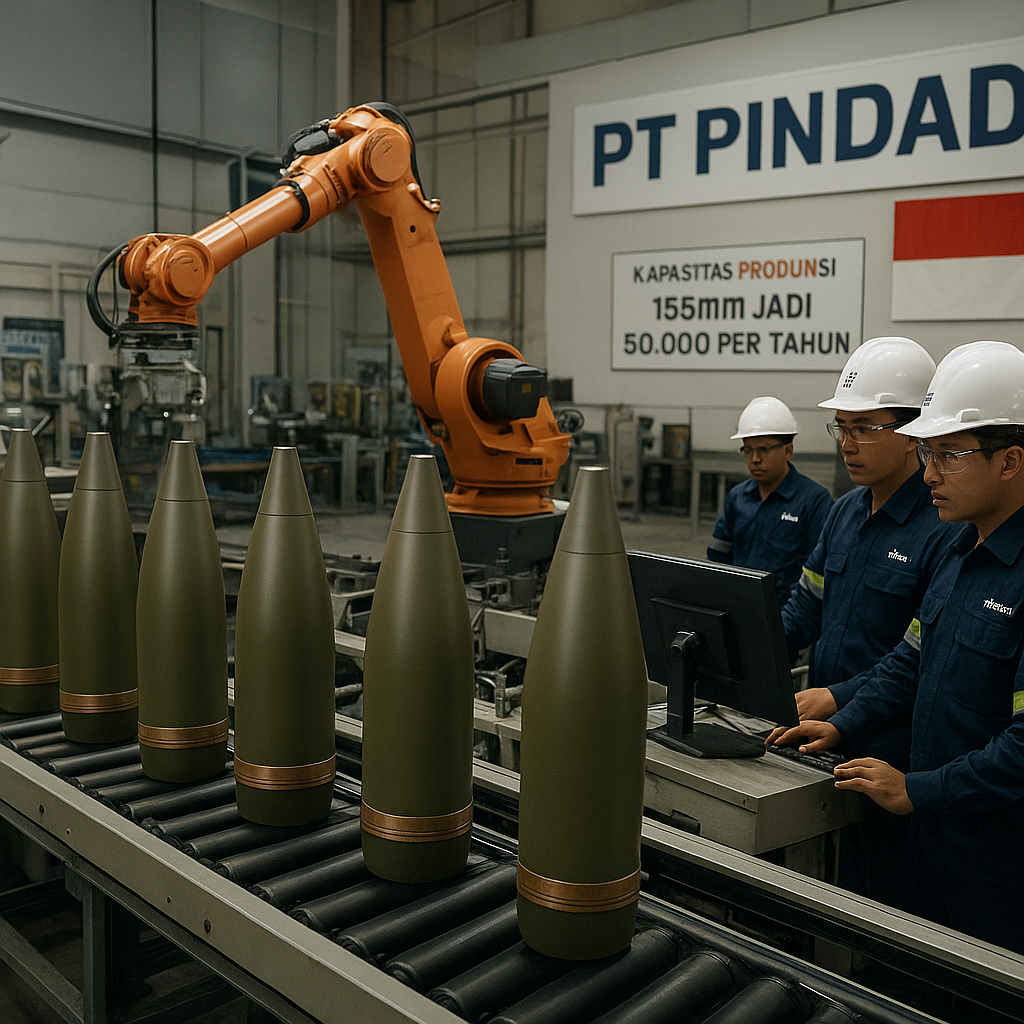 Peningkatan Kapasitas Produksi Amunisi Kaliber 155mm oleh PT Pindad untuk Dukung Kebutuhan Artileri
